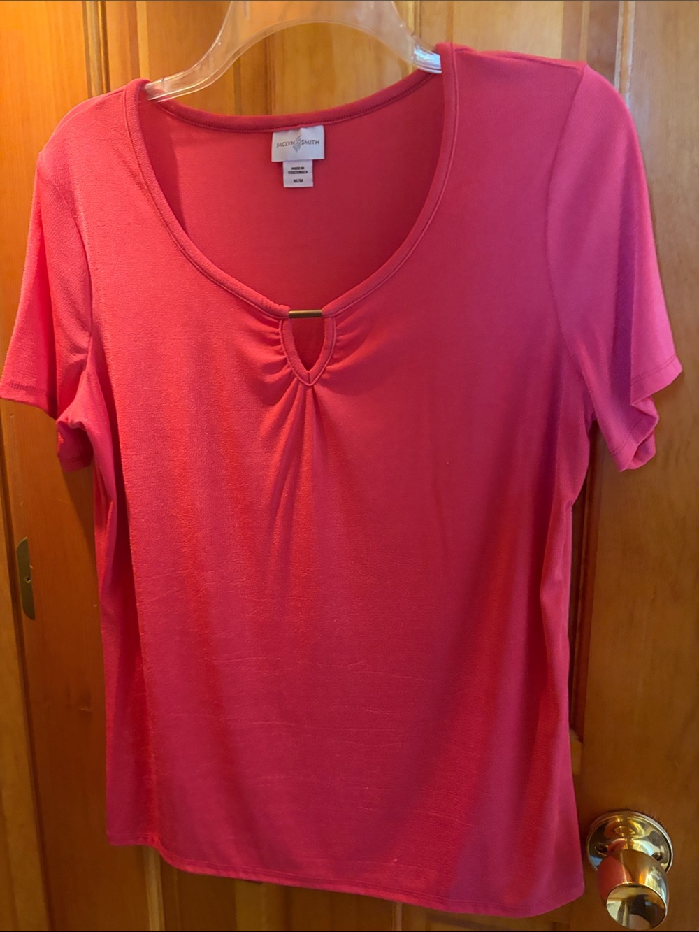 Jaclyn Smith Pink Short-Sleeve Keyhole Tee
